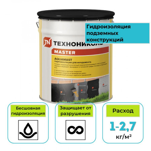 Мастика битумная холодная AquaMast ТехноНИКОЛЬ 18 кг