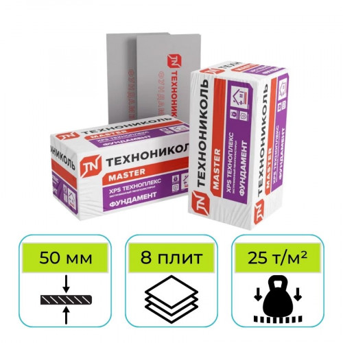 Пенополистирол ТехноНИКОЛЬ XPS Техноплекс Фундамент 1180х580х50 мм 1