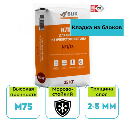 Клей для блоков из ячеистого бетона КСМ 112/13 25 кг 1