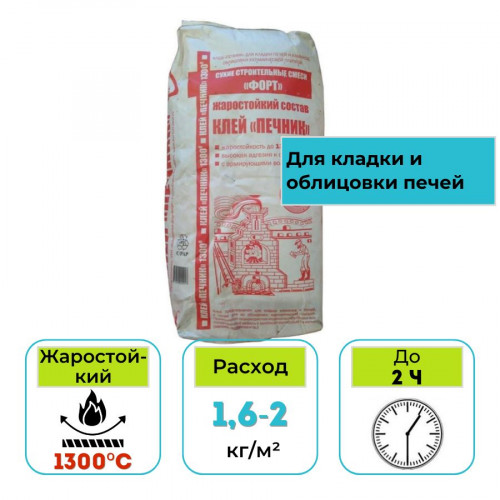 Клей для печей и каминов Форт-Макси Печник 10 кг
