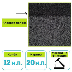 Коньково-карнизная черепица Технониколь Shinglas, серый экстра 5 м²