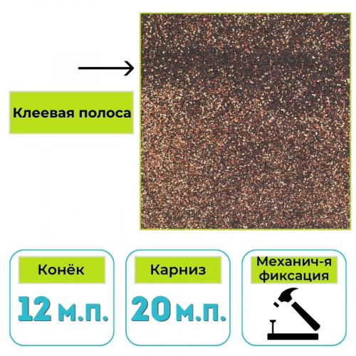 Коньково-карнизная черепица Технониколь Shinglas Джаз, коррида 5 м² 1