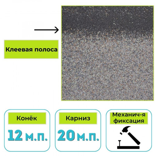 Коньково-карнизная черепица Технониколь Shinglas Классик, Модерн, ледник 5 м² 1