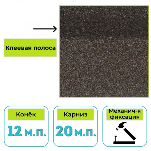 Коньково-карнизная черепица Технониколь Shinglas Блюз, коричнево-серый 5 м² 1