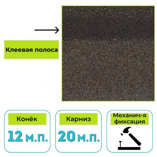 Коньково-карнизная черепица Технониколь Shinglas Блюз, коричнево-серый 5 м²