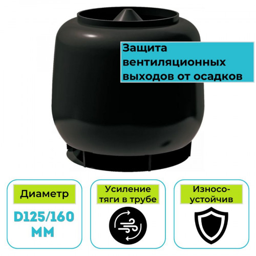 Колпак вентиляционный ТехноНИКОЛЬ D160 черный 1
