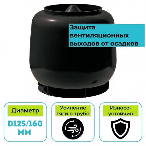 Колпак вентиляционный ТехноНИКОЛЬ D160 черный