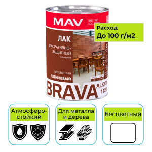 Лак алкидный MAV Brava Alkyd 1120 бесцветный глянцевый 1 л