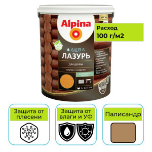 Лазурь для дерева Alpina АКВА палисандр 2,5 л