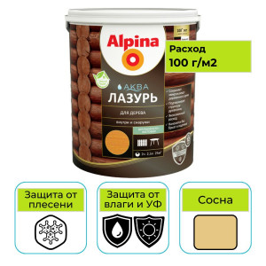 Лазурь для дерева Alpina АКВА сосна 0,9 л