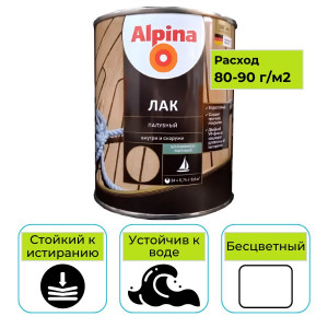 Лак алкидный Alpina палубный яхтный шелковисто-матовый прозрачный 0,75 л
