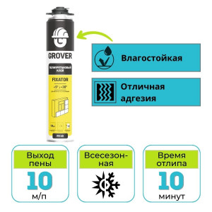 Клей-пена строительная GROVER FX 45 полиуретановая пистолетная 750 мл