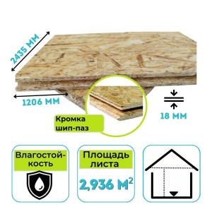 Плита шпунтованная OSB (ОСБ) Ультрадекор 18х2435х1206 мм