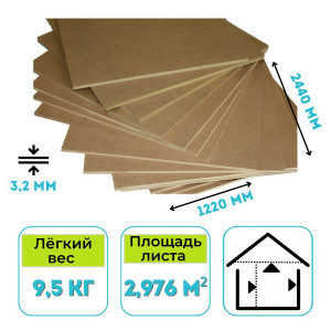 Древесноволокнистая плита (ДВП) ТС 2440х1220х3,2 S2,98 группа А