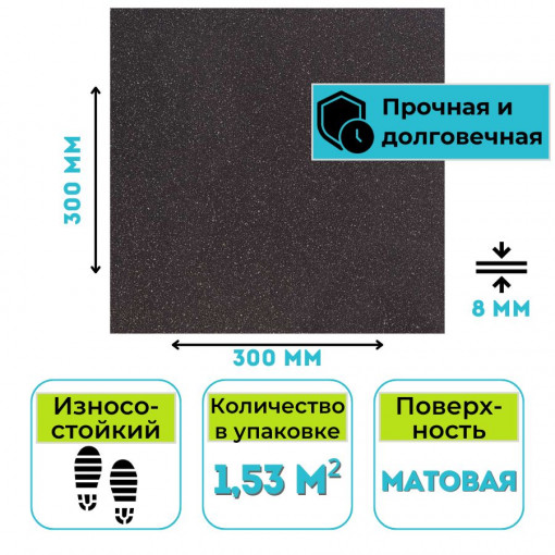 Плитка из керамогранита ГРЕС 300х300 Estima ST10 чёрный 1,53 м2