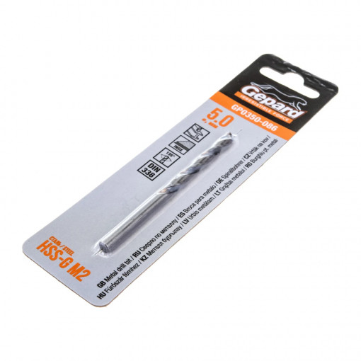 Сверло по металлу спиральное 5х52х86 мм GEPARD HSS-G (GP0350-086)