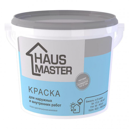 Краска акриловая вд MAV Haus Master универсальная белая матовая 11 л