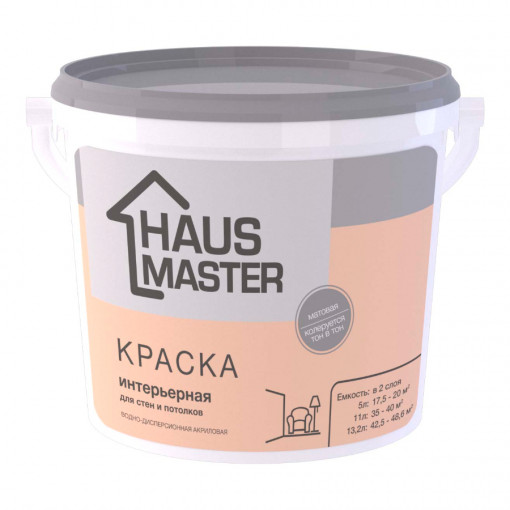 Краска акриловая вд MAV Haus Master интерьерная белая матовая 3 л