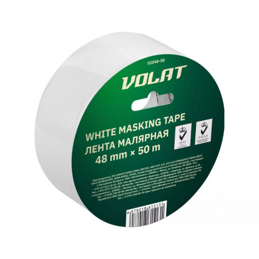 Лента малярная бумажная 48 мм х 50 м ВОЛАТ белая (51048-50)