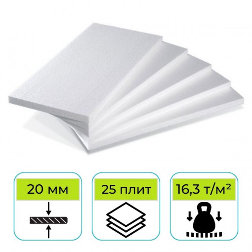 Пенопласт ППТ-20 Н-А-Р 1000х500х20 мм Стройпласт