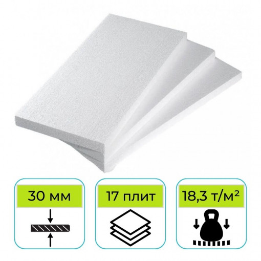 Пенопласт ППТ-25Н-А 1000х500х30 мм Стройпласт