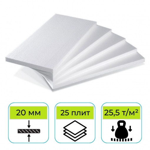 Пенопласт ППТ-35 Н-А-Р 1000х500х20 мм Стройпласт