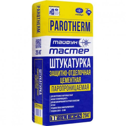 Штукатурка защитно-цементная Тайфун Мастер Parotherm 25 кг