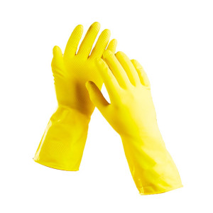 Перчатки хозяйственные латексные ЛОТОС L (резиновые) желтые