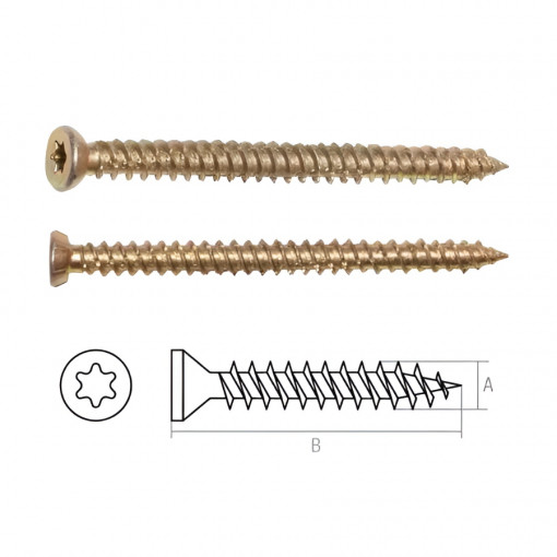 Шуруп (саморез) по бетону STARFIX 7.5х72 мм желтый цинк T30 100 шт