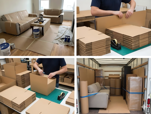 Гофрокартон (картон гофрированный) укрывочный двухслойный в рулонах 15 м.кв. 1,05 x 14,3 м