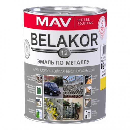 Эмаль MAV BELAKOR 12 шоколад 1 л по металлу быстросохнущая