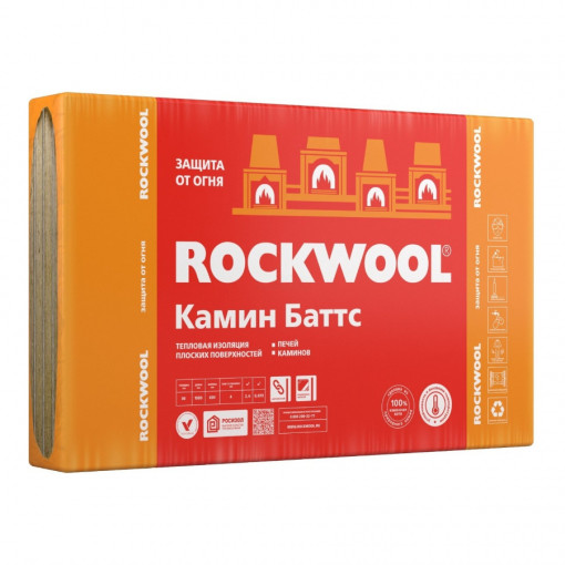 Утеплитель Роквул Камин Баттс 1000х600х30 мм