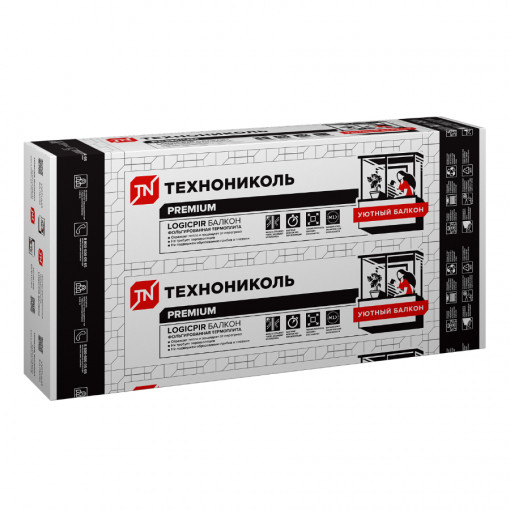 Теплоизоляция LOGICPIR Балкон L-1190х590х30 мм Г4 ТехноНИКОЛЬ