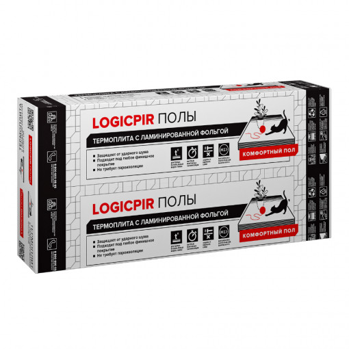 Теплоизоляция LOGICPIR Пол L-1190х590х50 мм Ф/Ф Г4 ТехноНИКОЛЬ