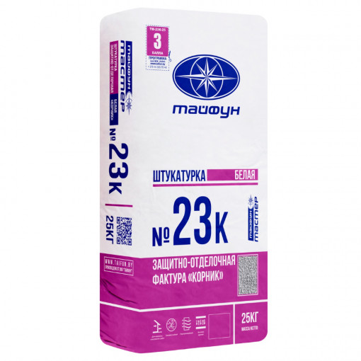 Штукатурка Тайфун Мастер №23к-2 Корник 1,5 мм белая 25 кг