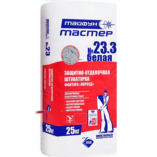 Штукатурка Тайфун Мастер №23.3 Короед 3 мм белая 25 кг
