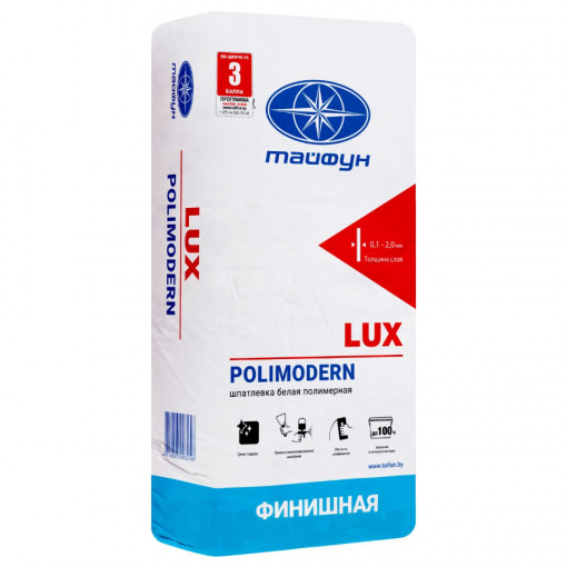 Шпатлевка полимерная Тайфун Люкс POLIMODERN белая 20 кг