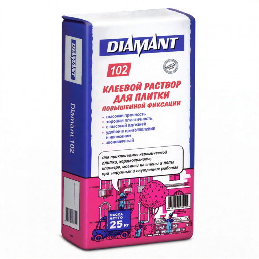 Клей для плитки повышенной фиксации Диамант 102 25 кг