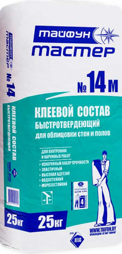 Клей для плитки быстротвердеющий Тайфун Мастер №14М зима 25 кг