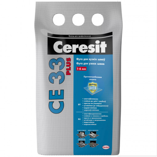 Фуга для заполнения узких швов Ceresit CE 33 Plus № 01 белая 5 кг