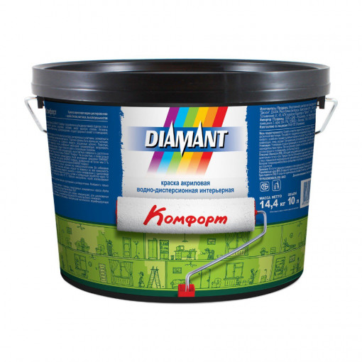 Краска акриловая Диамант Комфорт белая 5 л