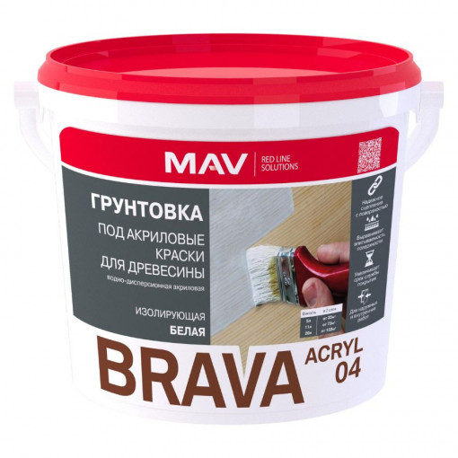 Грунтовка MAV BRAVA ACRYL 04 под акриловые краски для древесины 3 л