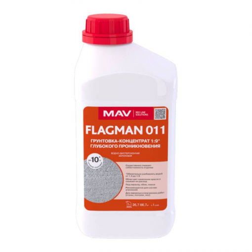 Грунтовка концентрат акриловая MAV FLAGMAN 011 глубокого проникновения бесцветная 1 л
