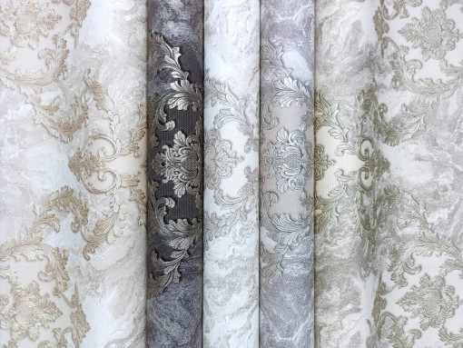 Обои виниловые на флизелиновой основе Вимала (Vimala) Жаклин 92419 вензеля 1.06 х 10 м