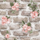 Обои бумажные водостойкие Вимала (Vimala) Адель 9042 флористика, кирпич 0.53 х 10 м