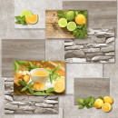 Обои бумажные водостойкие Вимала (Vimala) Лайм 12453 флористика, кирпич 0.53 х 10 м