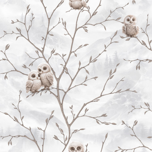 Обои бумажные дуплекс Вимала Совушка 12390 птицы, дерево 0.53 х 10 м