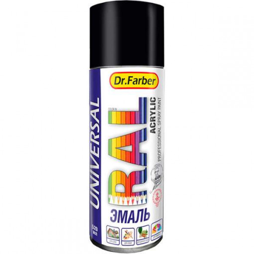 Эмаль-аэрозоль Dr. Farber графитовый серый глянцевая 520 мл акриловая универсальная RAL 7024