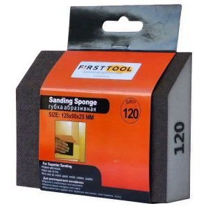 Губка абразивная шлифовальная угловая Р120 FIRSTTOOL 125х90х25 мм
