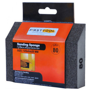 Губка абразивная шлифовальная угловая Р80 FIRSTTOOL 125х90х25 мм